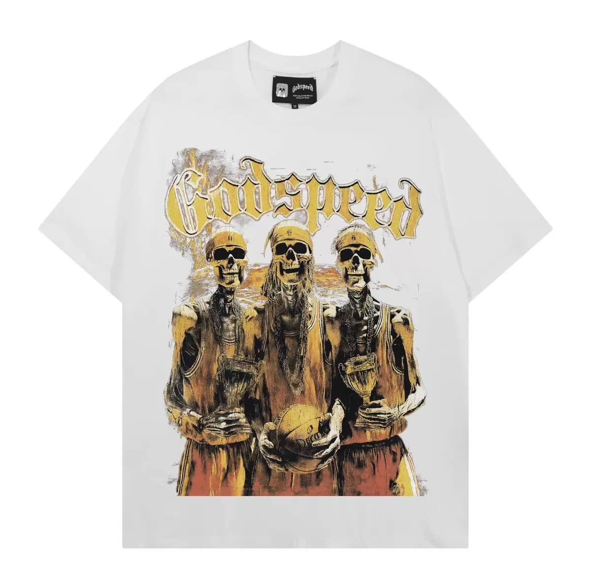 T-shirt Oversize GodSpeed - Last Supper Triple Skeletons - White
