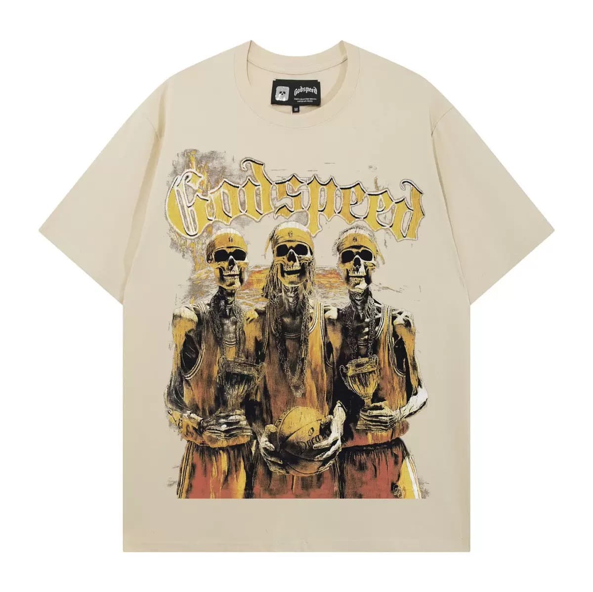 T-shirt Oversize GodSpeed - Last Supper Triple Skeletons - Crema