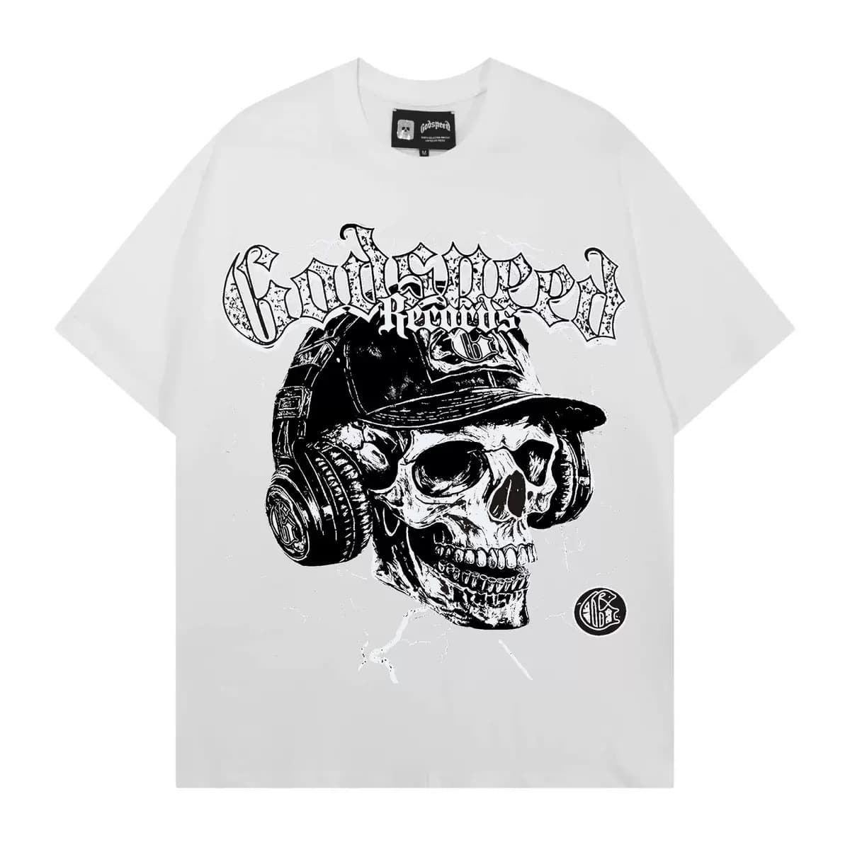 T-shirt Oversize GodSpeed - Skeleton DJ - White