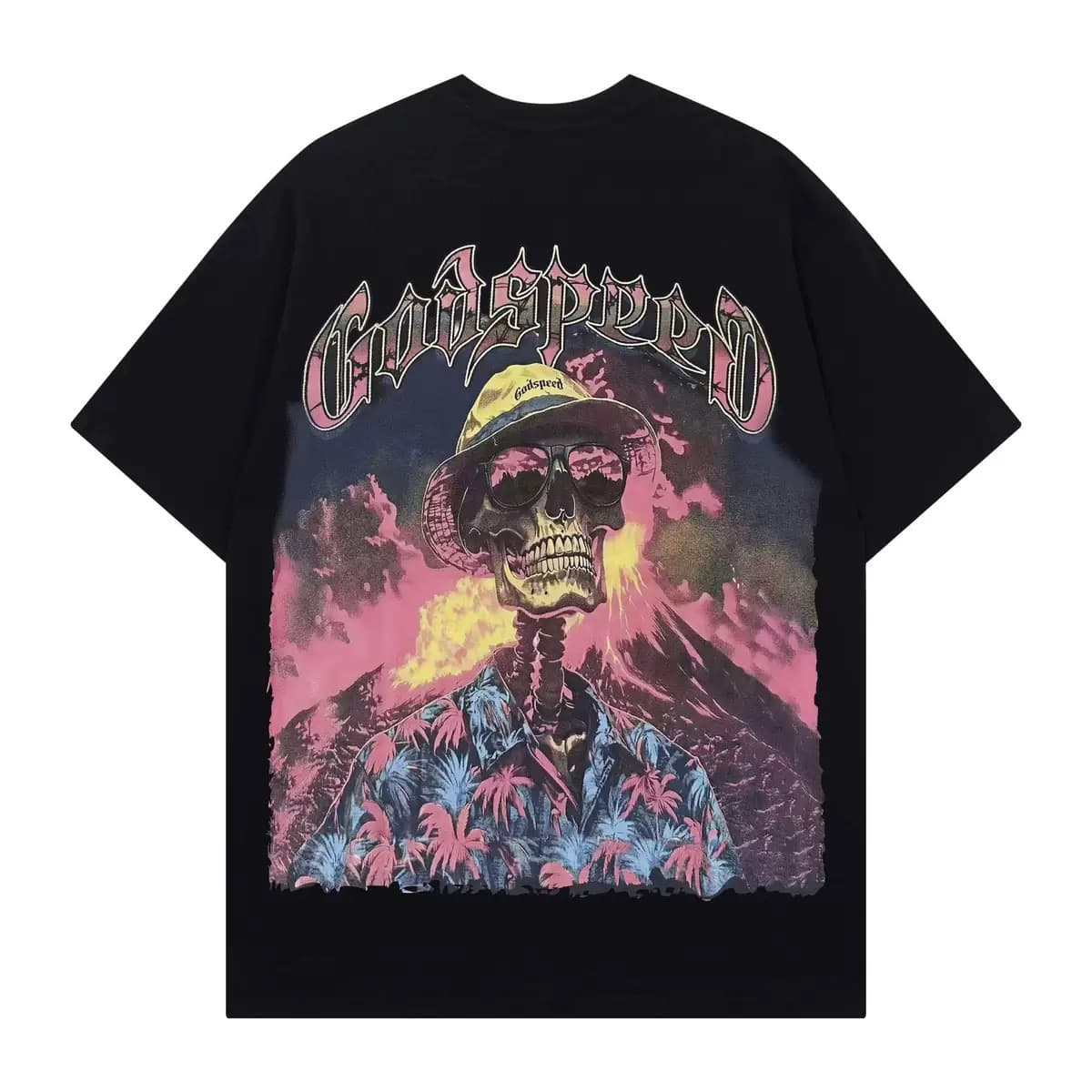 T-shirt Oversize GodSpeed - Tropical Skeleton - Black