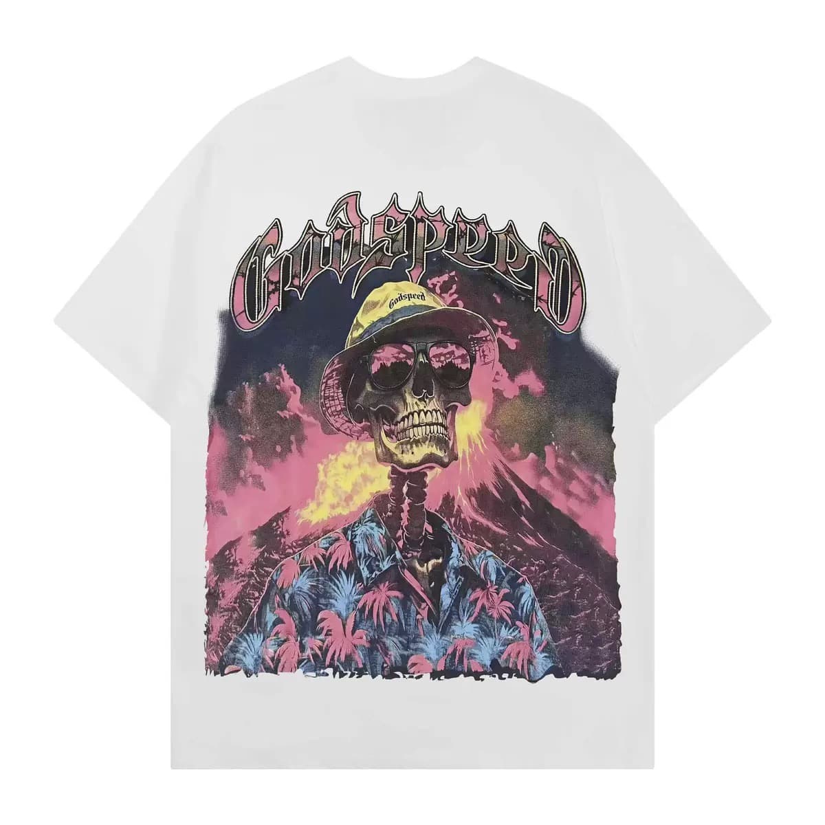 T-shirt Oversize GodSpeed - Tropical Skeleton - White