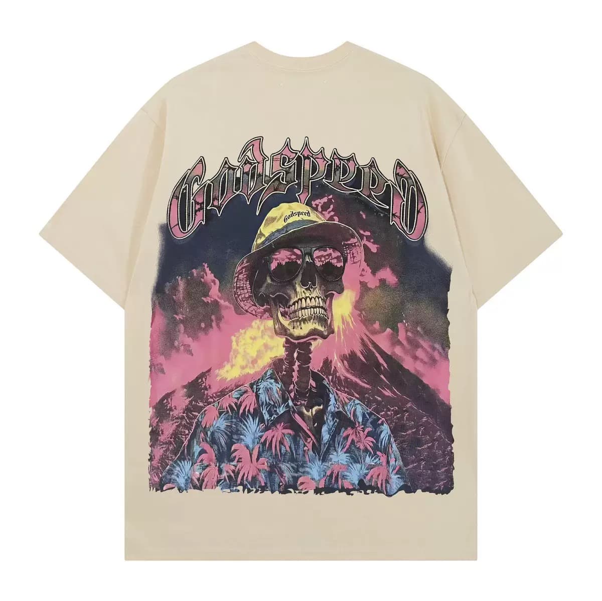 T-shirt Oversize GodSpeed - Tropical Skeleton - Crema