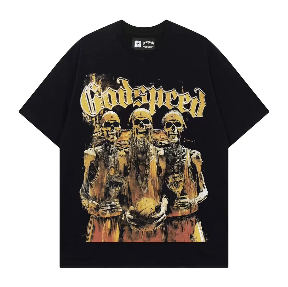 T-shirt Oversize GodSpeed - Last Supper Triple Skeletons - Black