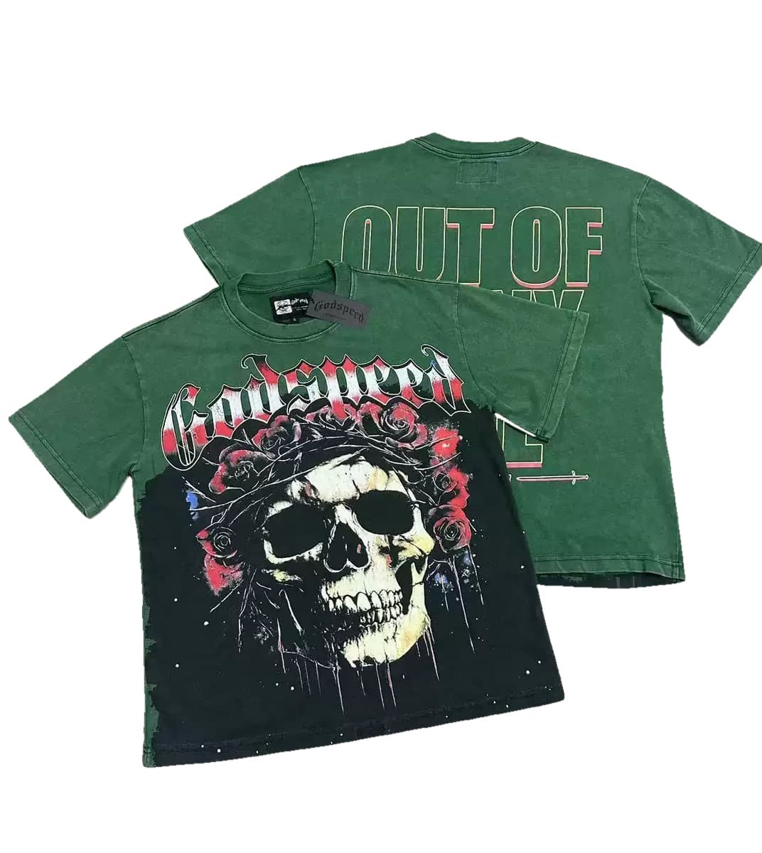T-shirt Oversize GodSpeed - Out Of Many Skull - Green