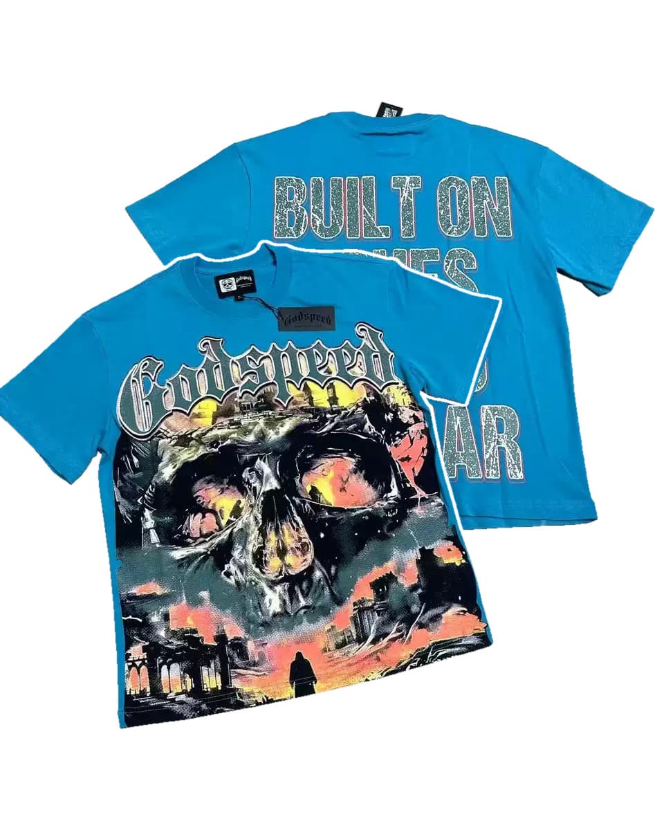 T-shirt Oversize GodSpeed - Built On Fire - Blue