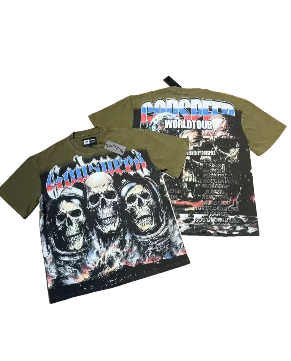 T-shirt Oversize GodSpeed - World Tour Skeletons - Oliva
