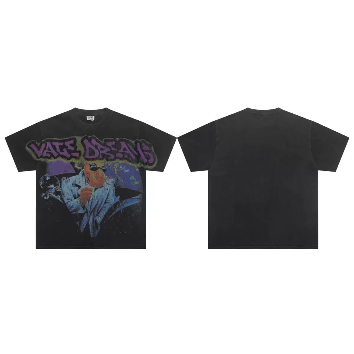 T-shirt Oversize Valley - Purple Dreams - Nero