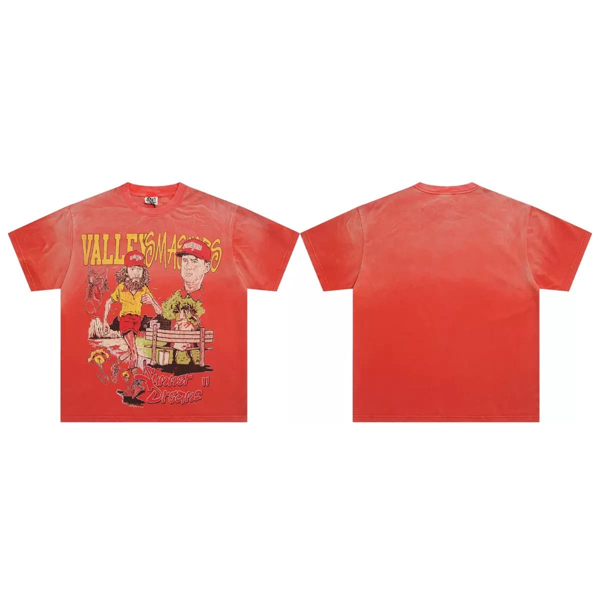 T-shirt Oversize Valley - Valley Dreams Cartoon Crew - Rosso