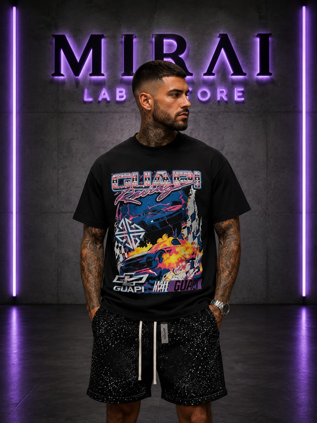 Neon Racing Tee – Black