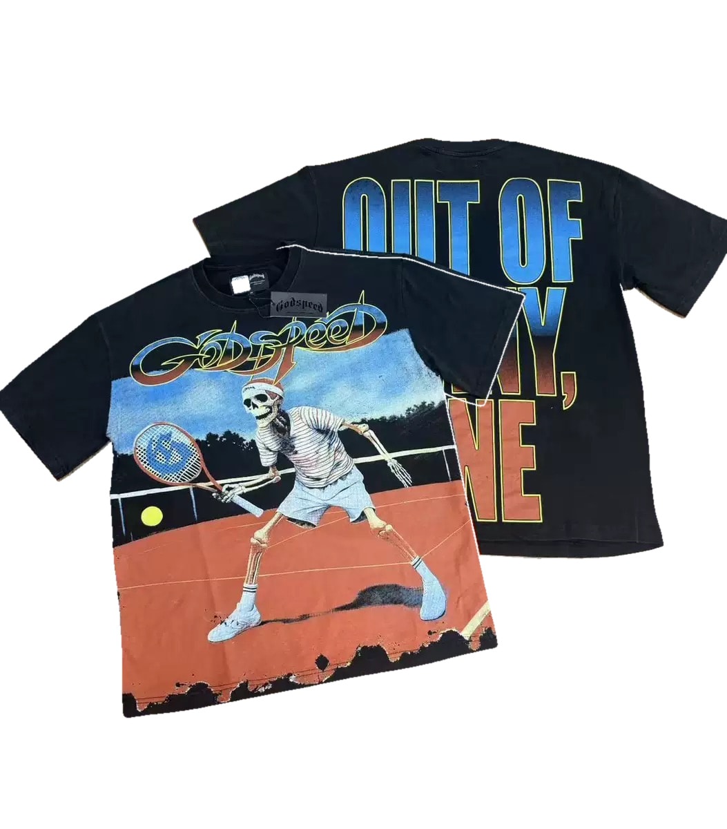 T-shirt Oversize God Street - Tennis Liberty - Nero vintage