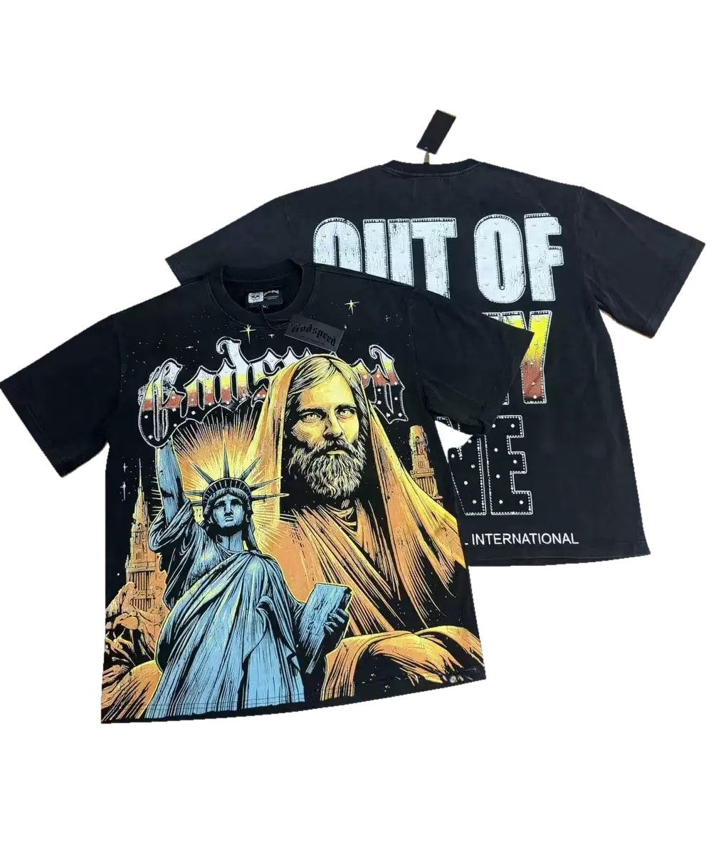 T-shirt Oversize God Street - Out Of Many Liberty - Nero
