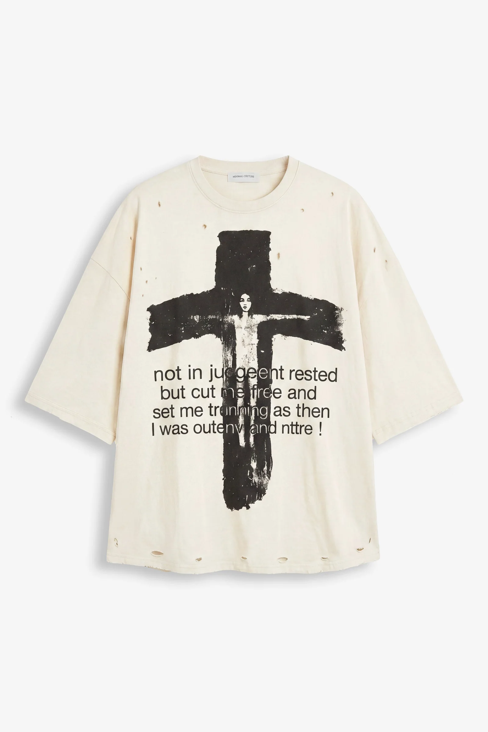 Cremefarbenes Graphic-Cross-T-Shirt
