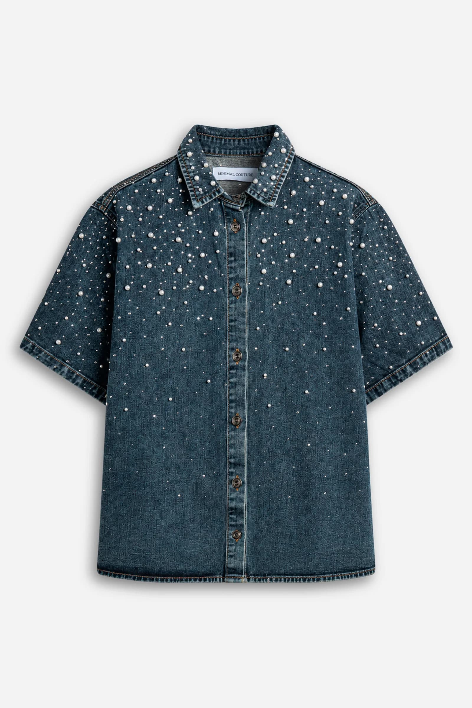 Camicia Denim Strass e Perle