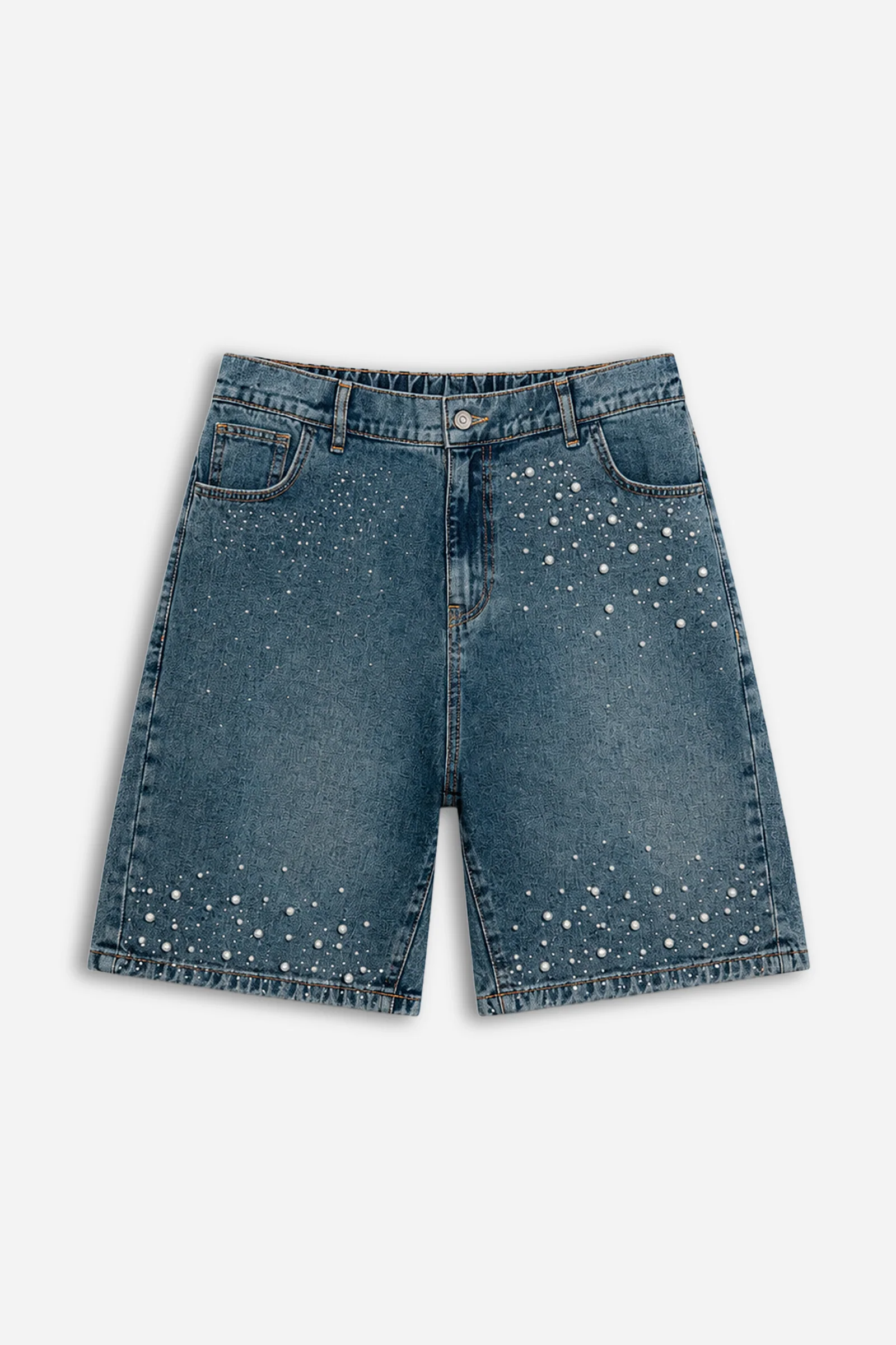 Bermuda Denim Strass e Perle