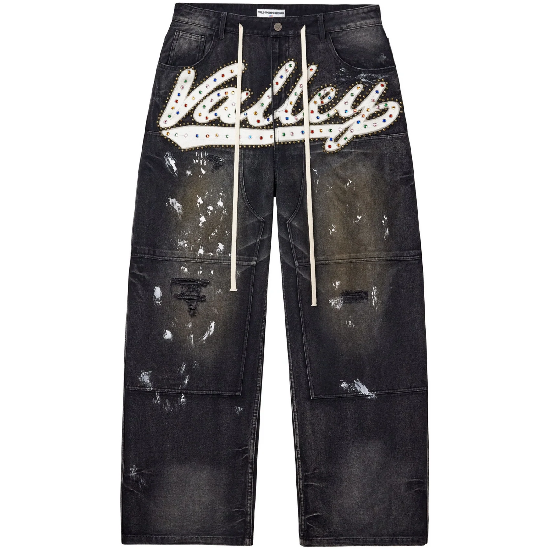 Shadow Script Distressed Jeans - Schwarz