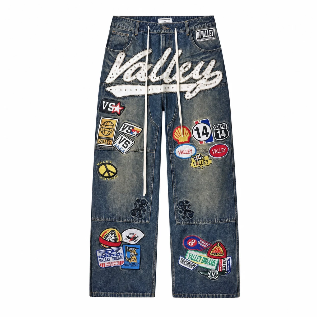 Valley Patchwork Jeans - Blue