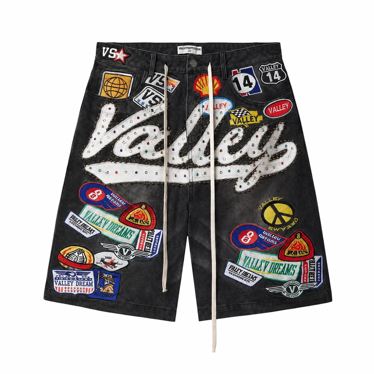 Valley Patchwork Shorts - Black